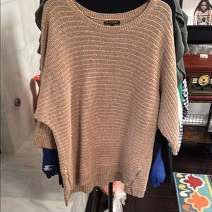 Banana Republic Tan Crew Neck Sweater with Ribbed Knit